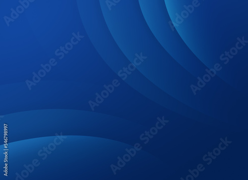 Abstract background of curved blue lines or layers on blue. High resolution full frame modern template with copy space.