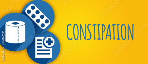 Yellow Constipation Illustration Design with Icons
