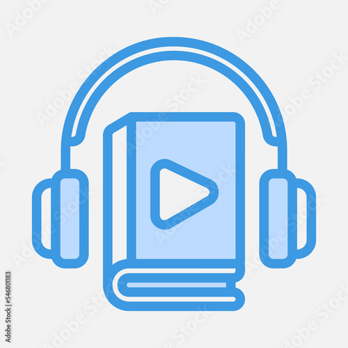 Audio book icon in blue style, use for website mobile app presentation