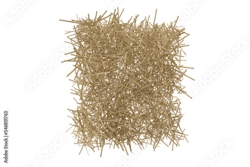 Isolated golden yellow haystack on a white tightly packed haystack created by 3D program.