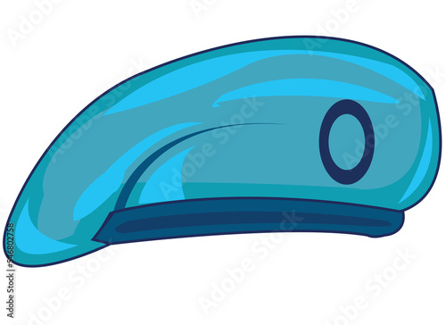 Headdress blue beret on white background is insulated