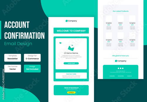 Website account confirmation email template design	
