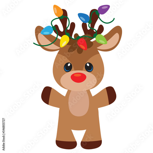 Cute Christmas reindeer vector cartoon illustration