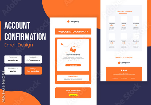 Website account confirmation email template design	

