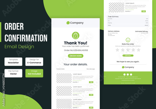 E-commerce order confirmation email template design	
