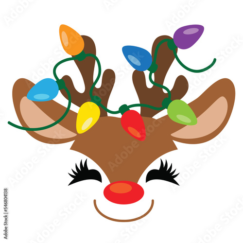 Cute reindeer face vector cartoon illustration