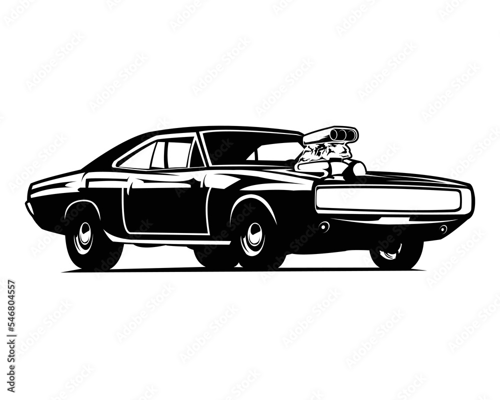 1970's dodge charger car isolated on white background view from side. best for the car industry. logos, badges, emblems and icons. vector illustration available in eps 10.