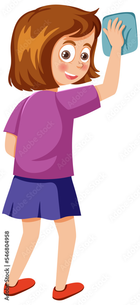Cartoon character of kid cleaning Cartoon character of kid cleaning