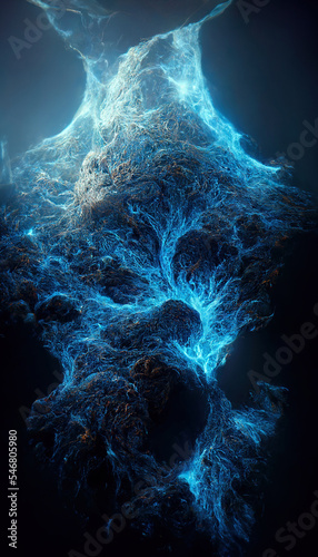 Abstract blue fractal background. Modern digital painting