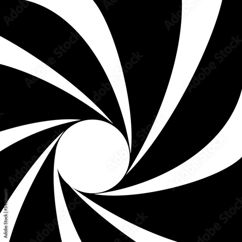 Abstract background inside of a gun barrel. Spiraled interior of a gun. 007 logo. Abstract background.