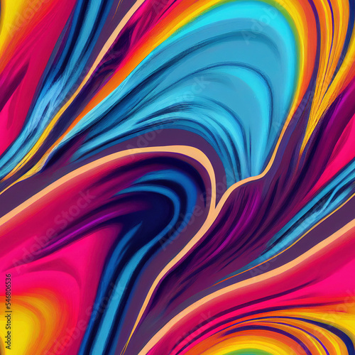 Colorful Vibrant Seamless Pattern Turbulent Flow. Flawless Border. Dynamic Beautiful Abstract Art Background. For AD  WEB  UI  Wallpaper  Game  Novel  Poster.