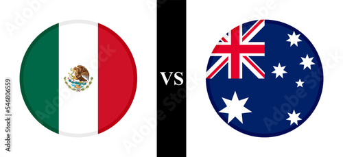 the concept of mexico vs australia. flags of mexican and australian. vector illustration