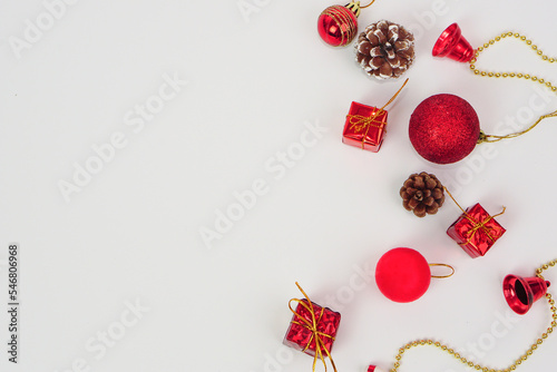 New Year or Christmas of decorations red on white background.