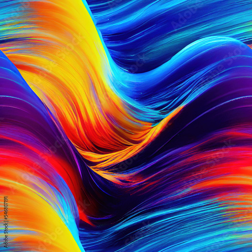 Colorful Vibrant Seamless Pattern Turbulent Flow. Flawless Border. Dynamic Beautiful Abstract Art Background. For AD  WEB  UI  Wallpaper  Game  Novel  Poster.