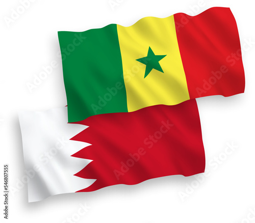 Flags of Republic of Senegal and Bahrain on a white background