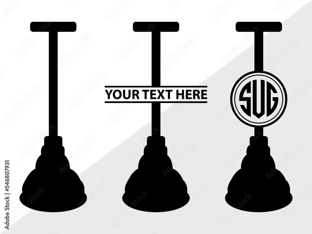 Stockvector Rubber Plunger Monogram, Rubber Plunger Silhouette