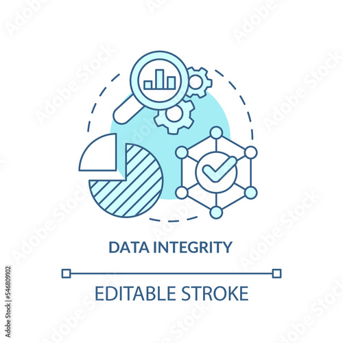 Data integrity turquoise concept icon. Information compliance. Organization abstract idea thin line illustration. Isolated outline drawing. Editable stroke. Arial, Myriad Pro-Bold fonts used