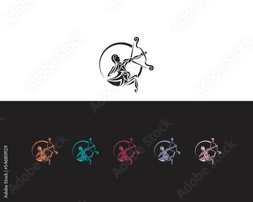Centaur Archer, mythology creature, Sagitarius Zodiac Sign vector logo icon, fastarch logo from fast archer woman centaur vector for logo, sign, emblem or symbol graphic design vector illustration