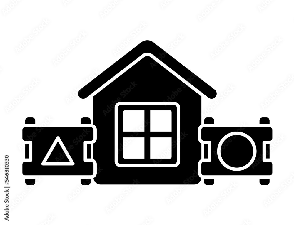 Plastic kid play house glyph icon vector image. Plastic kid play house glyph icon vector image.