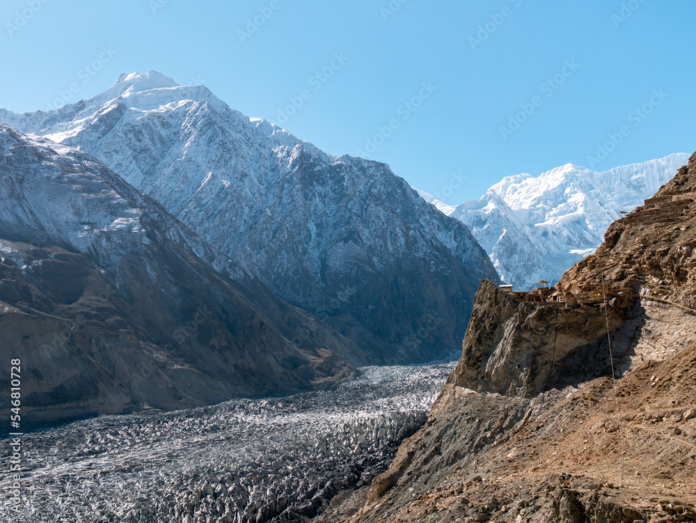 Hopper Glacier in the Pakistani-Administered Kashmir Region of Gilgit-Baltistan on a sunny afternoon - Landscape shot 2