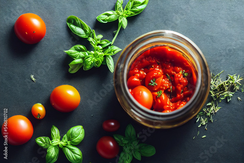 fresh tomato sauce on table