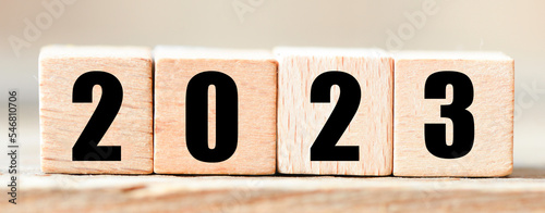 2023 arranged from wooden letters