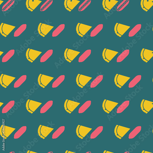 Vector Pizza and Hamburger Elements on Dark Green Background