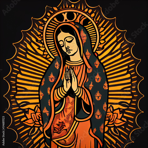 Design illustration beautiful lady of guadalupe mexico saint holy faith © Fokasu Art
