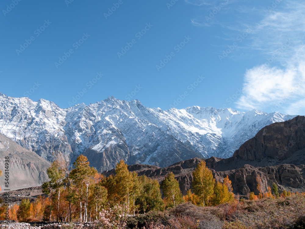 Autumn landscape captured near Passu, in the Pakistani-Administered Kashmir region of Gilgit-Baltistan