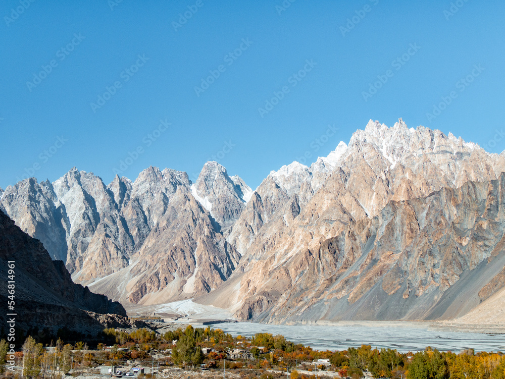 Moutainous landscape captured near Passu, in the Pakistani-Administered Kashmir region of Gilgit-Baltistan