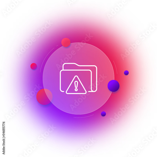 Folder with Signs with exclamation marks set icon. Warning, be careful, caution, triangular, round, virus, file, data set, notification, warn, point. Sign concept. Glassmorphism style