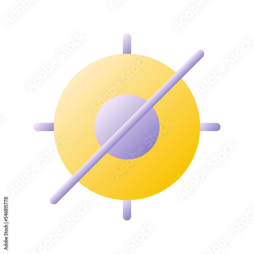 Crossed aim flat gradient two-color ui icon. Focus on objects prohibition. Out of target process. Simple filled pictogram. GUI, UX design for mobile application. Vector isolated RGB illustration