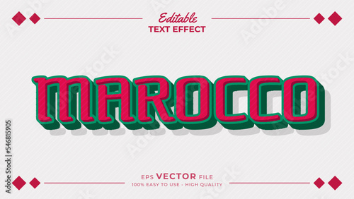 Editable text style effect - Marocco football for Qatar 2022 FIFA world cup soccer championship