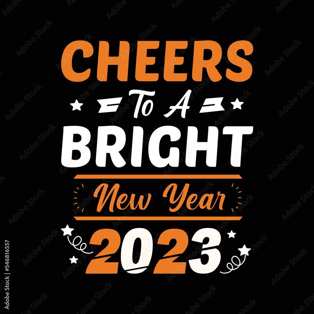Happy New Year lettering Typography vector background, T shirt , Greeting card design template 
