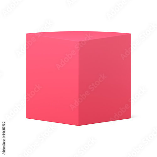 Pink 3d box rectangle podium geometric form for product promo presentation realistic png