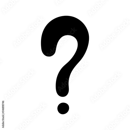 Question mark silhouette hand drawn in simple style, vector illustration. Icon question symbol for print and design. Quiz and Exam concept, isolated black element on white background