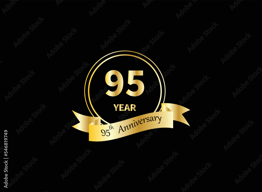 95 years anniversary logo template isolated on gold, gold stamp 19th anniversary icon label with ribbon, twenty year birthday seal symbol. 95 years anniversary logo template isolated on gold, gold stamp 19th anniversary icon label with ribbon, twenty year birthday seal symbol.