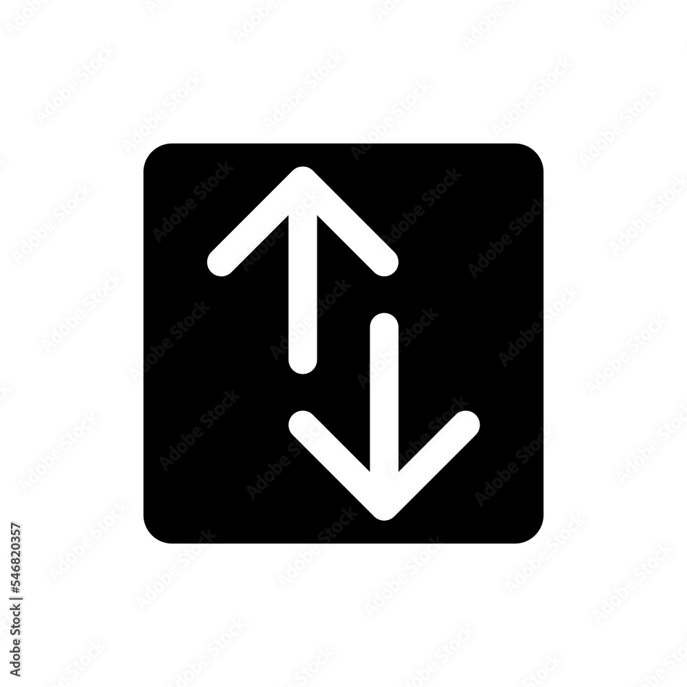 Up and down directions black glyph ui icon. Webpage control instruments. User interface design. Silhouette symbol on white space. Solid pictogram for web, mobile. Isolated vector illustration Up and down directions black glyph ui icon. Webpage control instruments. User interface design. Silhouette symbol on white space. Solid pictogram for web, mobile. Isolated vector illustration