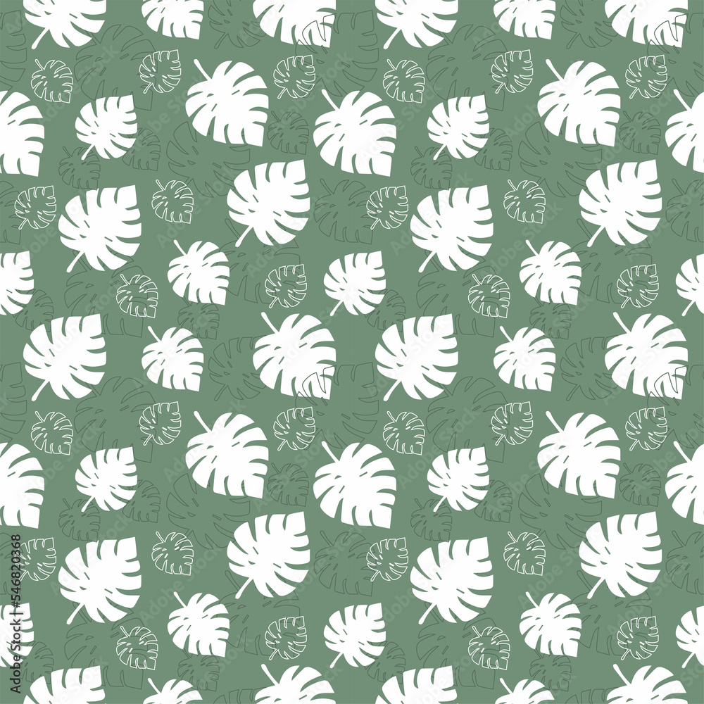 Seamless background with monstera leaves.Vector graphics.