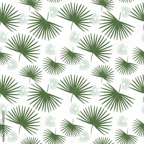 Seamless background with palm leaves.Vector graphics.