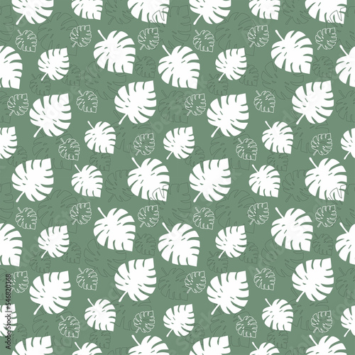 Seamless background with monstera leaves.Vector graphics.