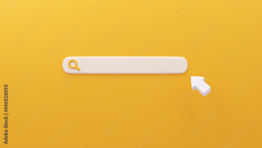 Minimal search bar. Simple and modern search bar design. 3D Illustration Background.