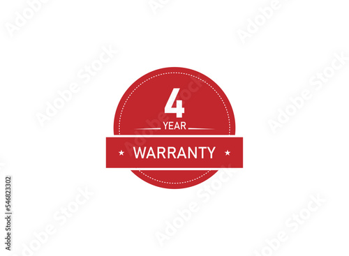 4 years warranty icon isolated on white background.