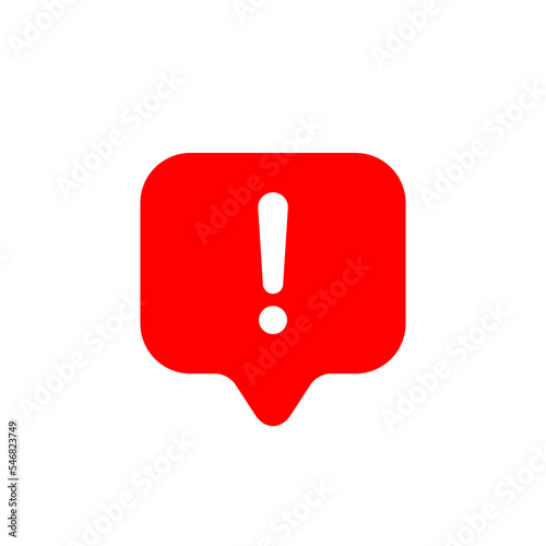 Warning, exclamation mark icon sign symbol isolated on speech bubble