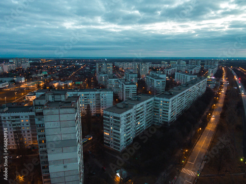 night view of the sleeping area on the outskirts of Kharkov photo