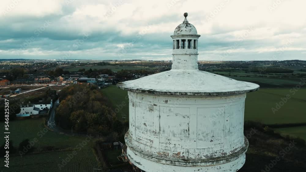 Aerial drone footage of the famous Gawthorpe Water Tower from Chidswell