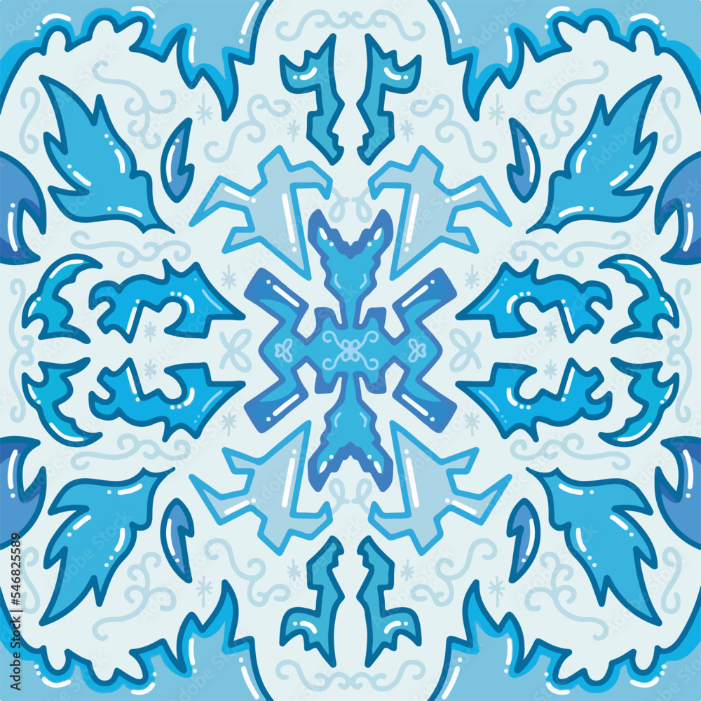 Cold ice themed symmetrical vector background with cartoon flat art style drawing. Cold ice themed symmetrical vector background with cartoon flat art style drawing.