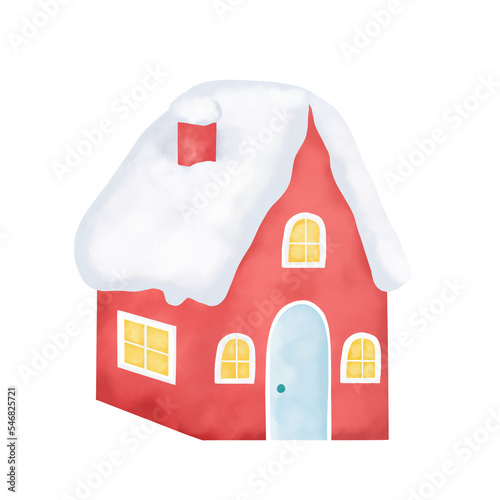 Winter house isolated on white background.