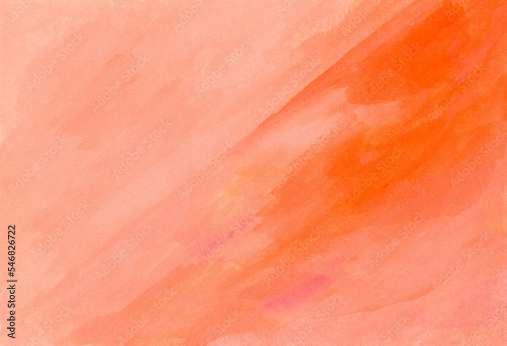 絵の具で描いたピンク、オレンジ、赤色のグラデーションの背景素材