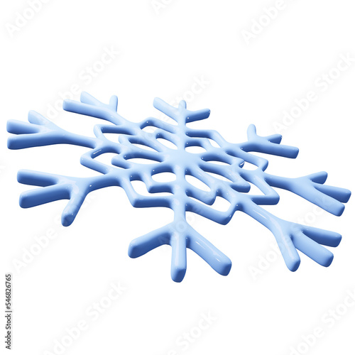Snowflake 3d png winter design. Ice frozen shape for winter backgrounds. Falling snow